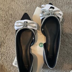 A New Day Black Flats with Bow Detail